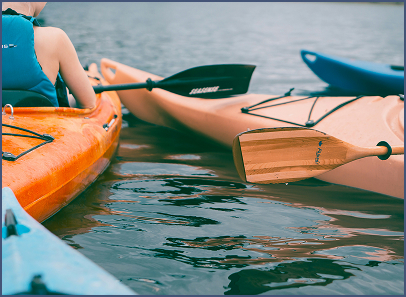 Three Kayaks on Lake